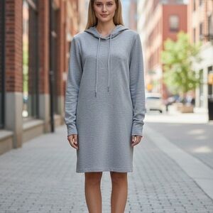Calvin Klein Gray Hooded sweatshirt Dress with CK in rhinestones.